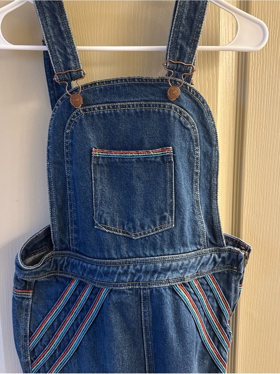 We The Free Pants - We The Free chasing rainbows 🌈 Blue Denim Striped-Trim Overalls Jumpsuit